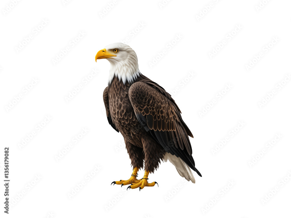 Obraz premium Bald eagle standing isolated on transparent background.