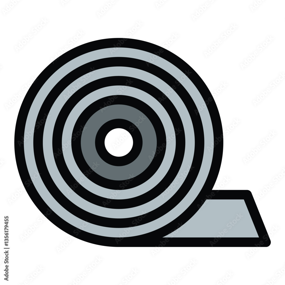 Insulating Tape icon flat line style illustration representing adhesive tape used for electrical insulation, suitable for wiring, repairs, and electrical safety applications. Insulating Tape icon flat line style illustration representing adhesive tape used for electrical insulation, suitable for wiring, repairs, and electrical safety applications.