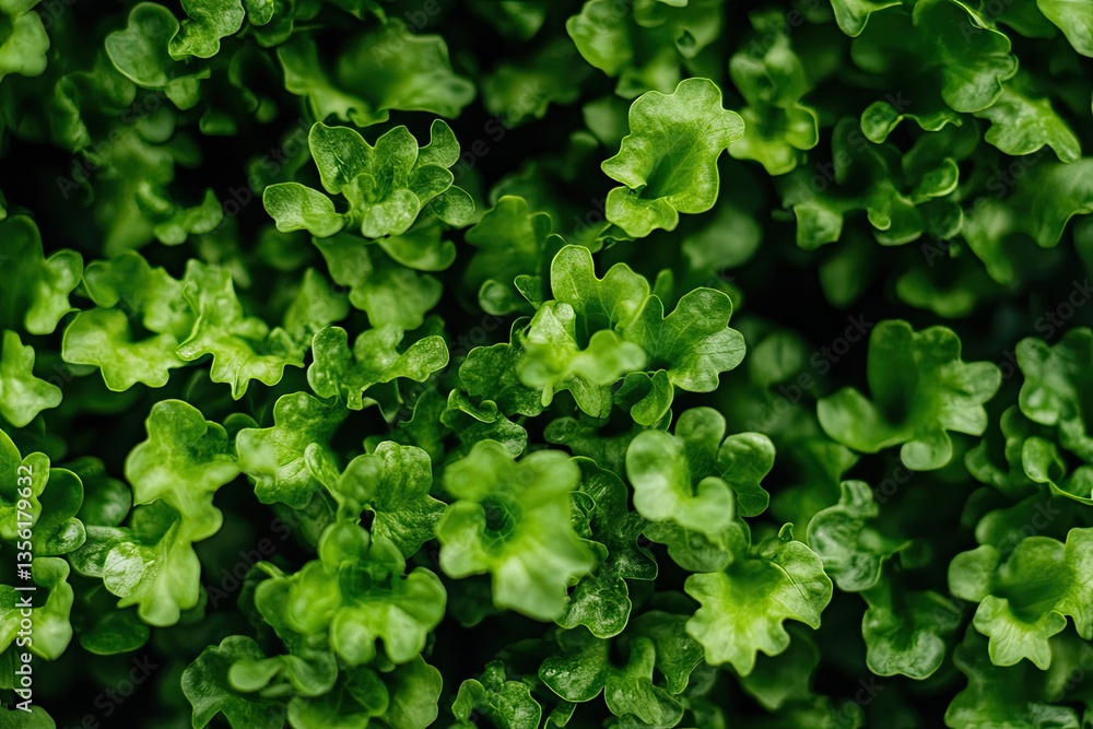 Close-up view of vibrant green microgreens. Densely packed, fresh foliage Close-up view of vibrant green microgreens. Densely packed, fresh foliage