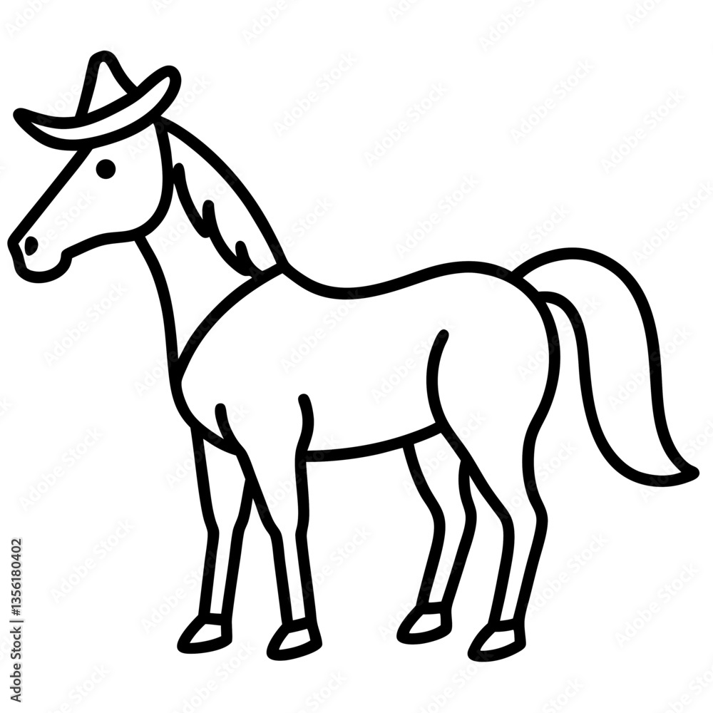 Obraz premium Horse Charro silhouette vector black outline, white background