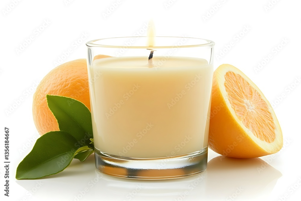 Orange scented candle with fresh fruit Orange scented candle with fresh fruit
