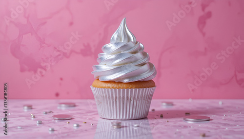 cupcake with silver frosting 