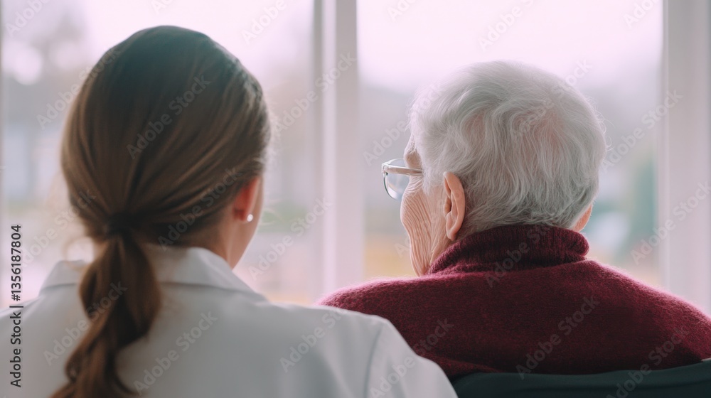 Fototapeta premium Caregiver talking with senior woman