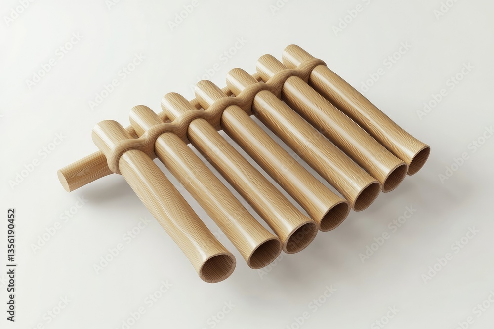 Detailed Visual of Pan Flute on White Background 3D Rendering Illustration Detailed Visual of Pan Flute on White Background 3D Rendering Illustration