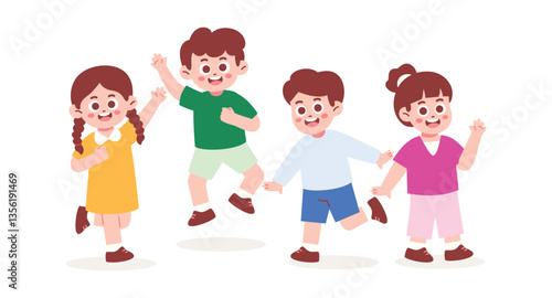 Happy Children with Various Pose for Children's Day Celebration