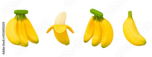 banana, fruit, food, 3d, object