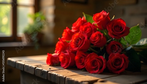 bouquet of roses on a table