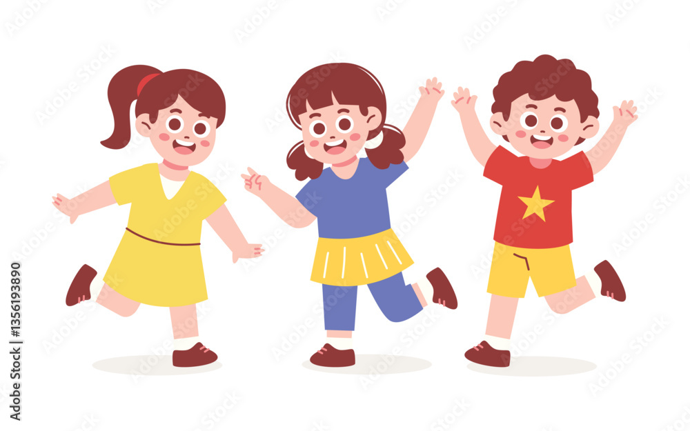 Happy Children with Various Pose for Children's Day Celebration Happy Children with Various Pose for Children's Day Celebration