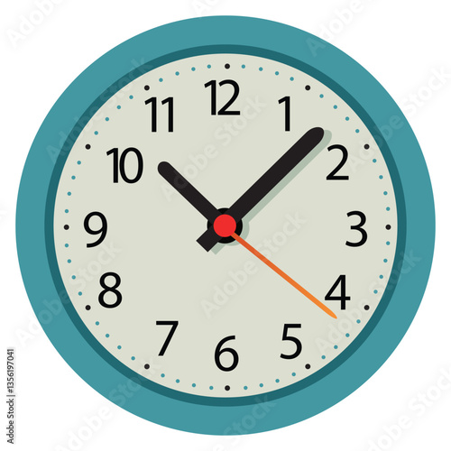 wall clock isolated vector illustration on white. Blue color wall clock with transparent background 