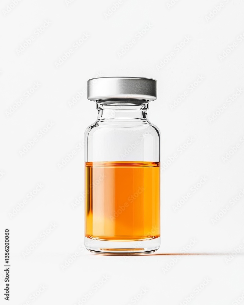 A clear glass vial containing a vibrant orange liquid, ideal for pharmaceutical or laboratory contexts. A clear glass vial containing a vibrant orange liquid, ideal for pharmaceutical or laboratory contexts.