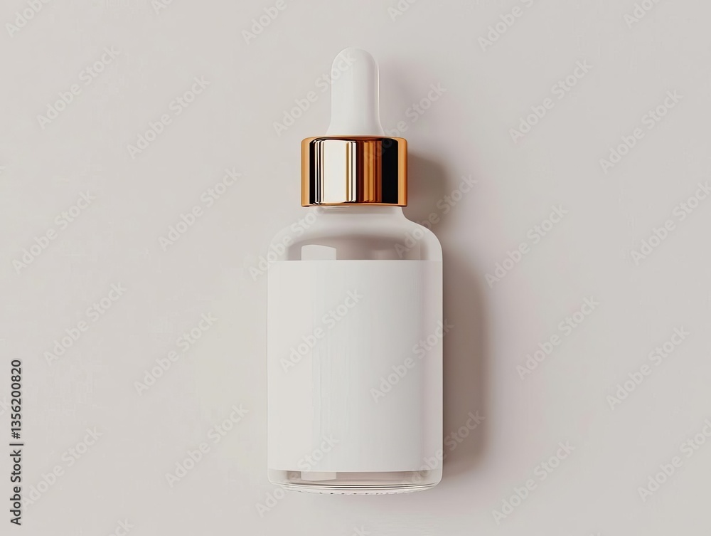 Elegant dropper bottle with a golden cap, perfect for essential oils or liquid supplements, against a neutral backdrop. Elegant dropper bottle with a golden cap, perfect for essential oils or liquid supplements, against a neutral backdrop.