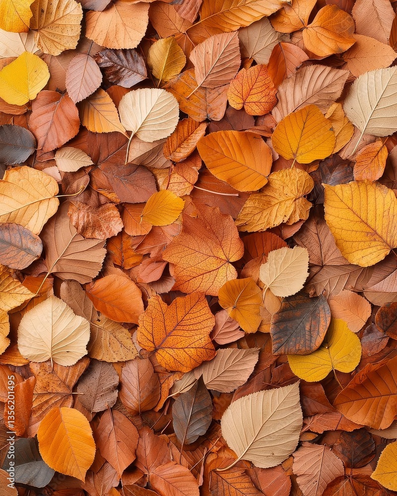 A vibrant display of autumn leaves in various shades of orange, yellow, and brown, covering the ground. A vibrant display of autumn leaves in various shades of orange, yellow, and brown, covering the ground.