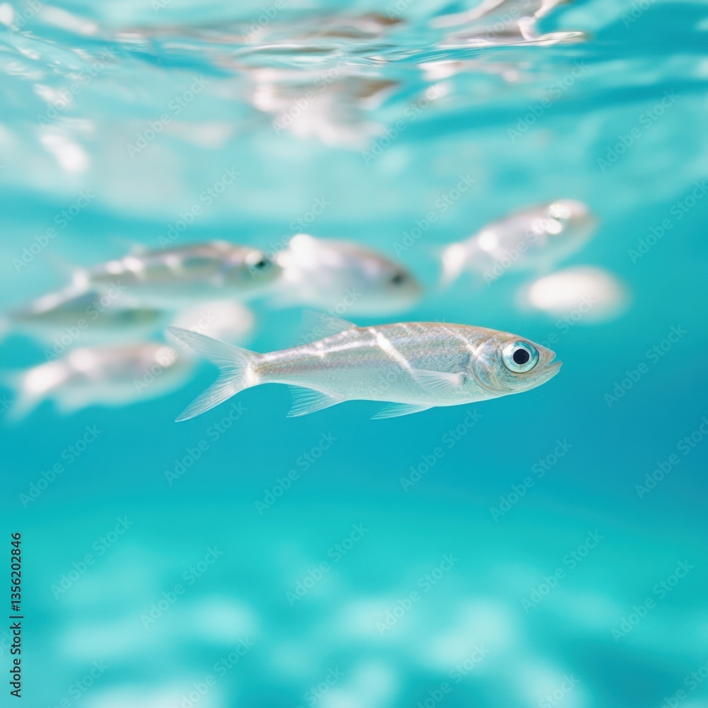 Naklejka premium School of fish swims underwater