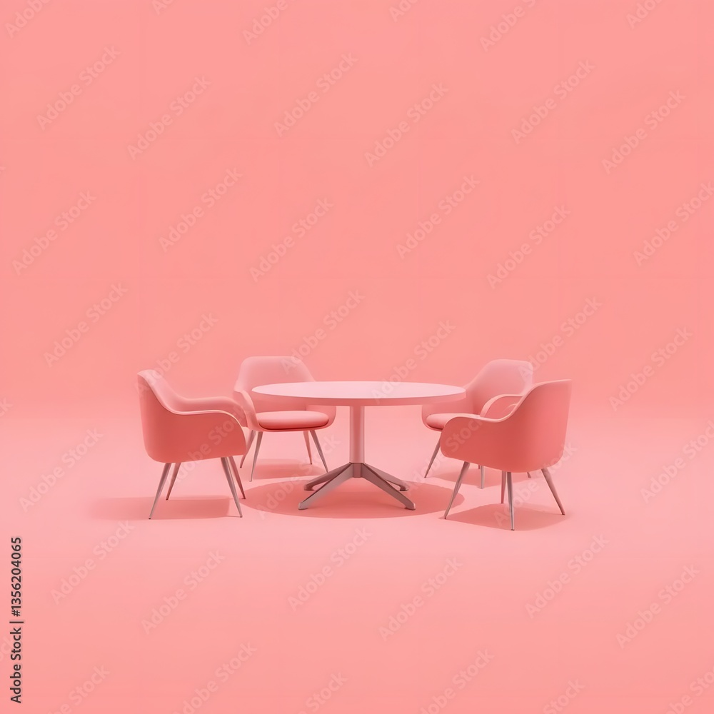 Obraz premium 3D Illustration of Red Relaxing Meeting Room