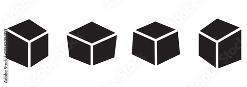 Set of cube isolated icons. Set of 3d cube symbols on white background for web and app design. Vector illustration. 