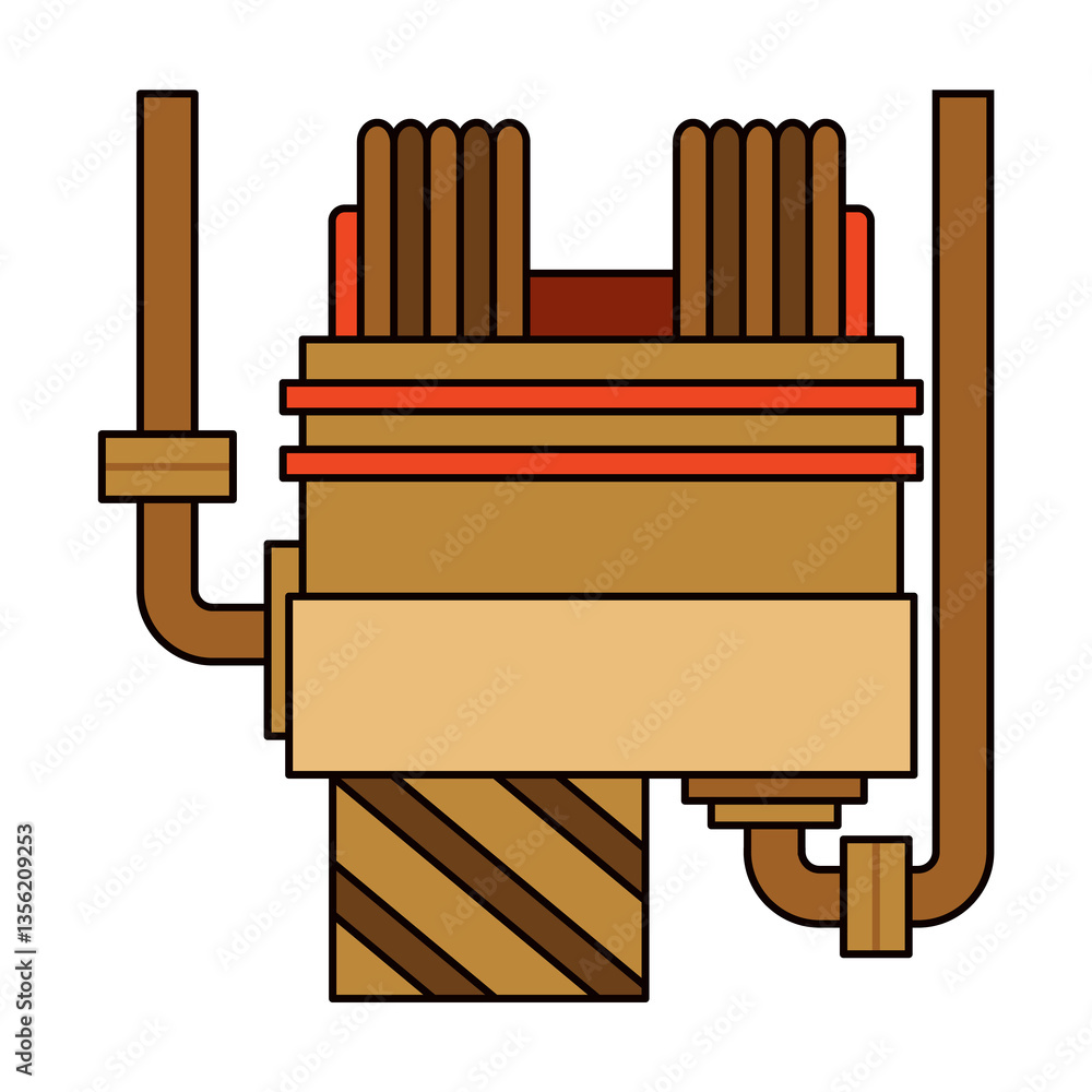 Brewery. Vintage brewing machine concept. Beer making process equipment, machinery symbol suitable for game asset, infographic or book print. Isolated illustration