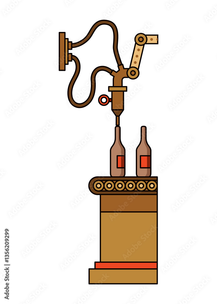 Brewery. Vintage brewing machine concept. Beer making process equipment, machinery symbol suitable for game asset, infographic or book print. Isolated illustration