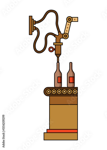 Obraz na płótnie Brewery. Vintage brewing machine concept. Beer making process equipment, machinery symbol suitable for game asset, infographic or book print. Isolated illustration w salonie