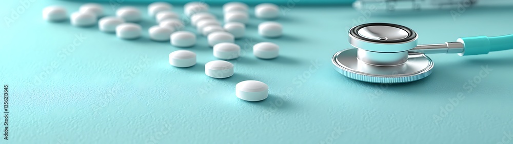 Pills and Stethoscope. Pills and Stethoscope.