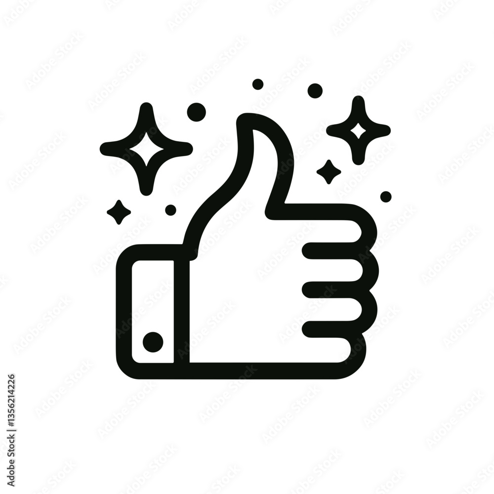 Positive thumbs up gesture with sparkles, expressing approval Positive thumbs up gesture with sparkles, expressing approval