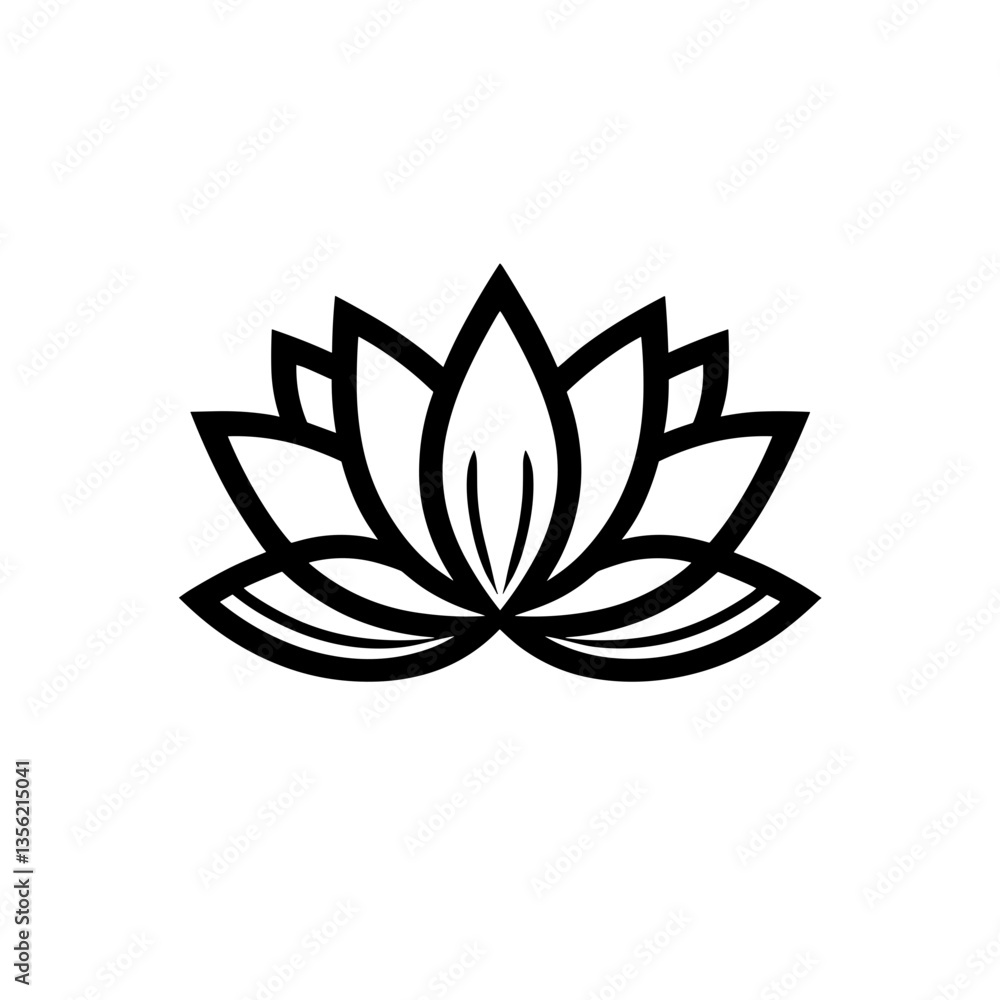Black and white lotus flower design, symbol of purity and enlightenment Black and white lotus flower design, symbol of purity and enlightenment