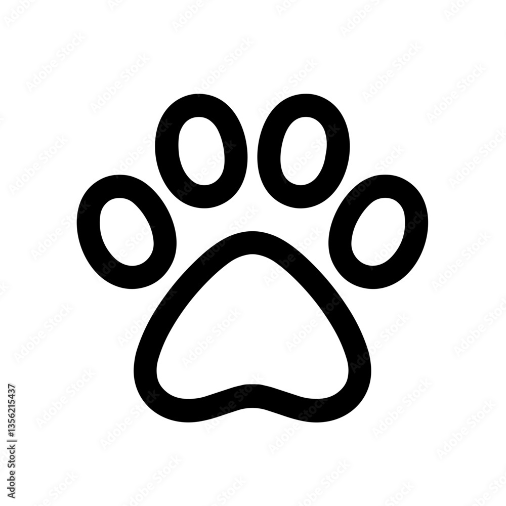 Black paw print silhouette, animal symbolism in graphic design Black paw print silhouette, animal symbolism in graphic design