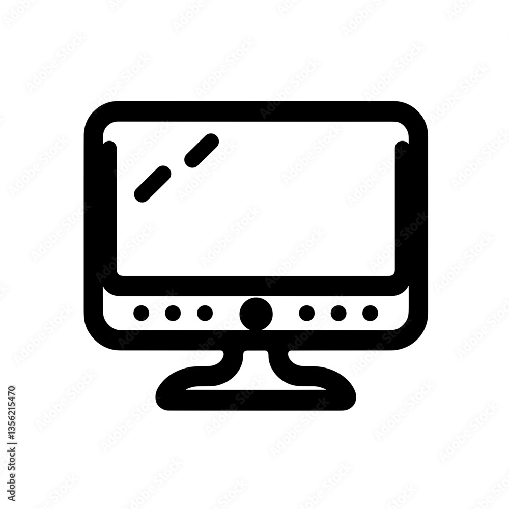 Stylized computer icon in minimalist design, digital technology Stylized computer icon in minimalist design, digital technology