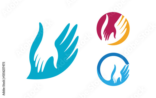 Hand concept together Logo design template vv.6