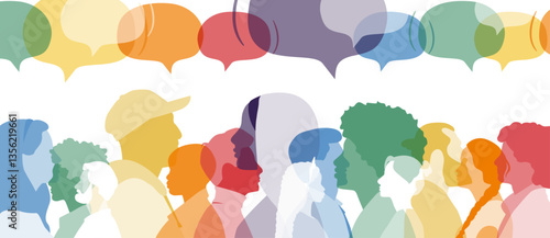Different people with chat bubbles. Communication concept.