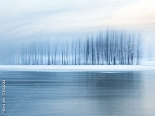Winter Trees on Frozen Lake