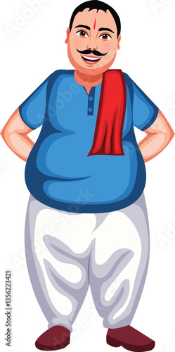 Indian Confectioner Standing Cartoon Character Vector Illustration