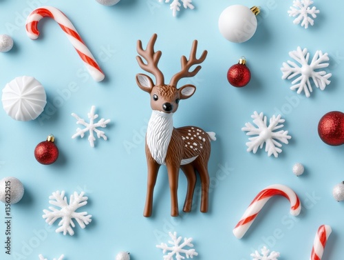 Holiday deer with christmas ornaments