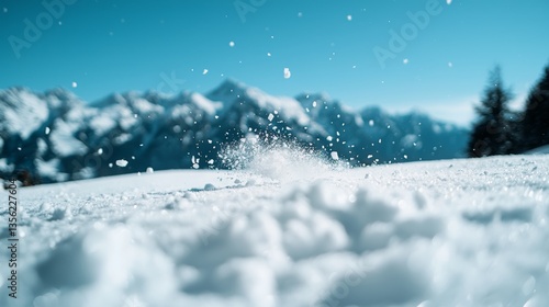 Wallpaper Mural Thrilling winter sports scene with a snowboarder executing a sharp turn, kicking up snow on a remote alpine slope Torontodigital.ca