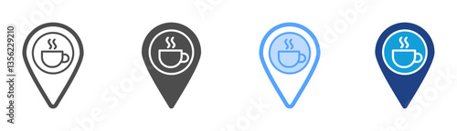 Coffee Location Icon Set Multiple Style Collection