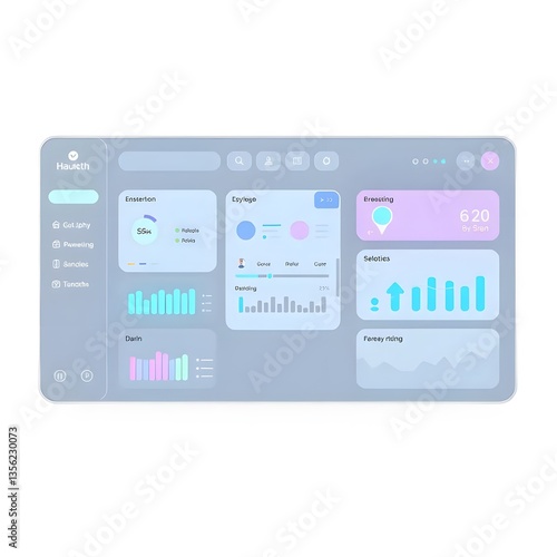 3D Illustration of Silver Virtual Dashboard