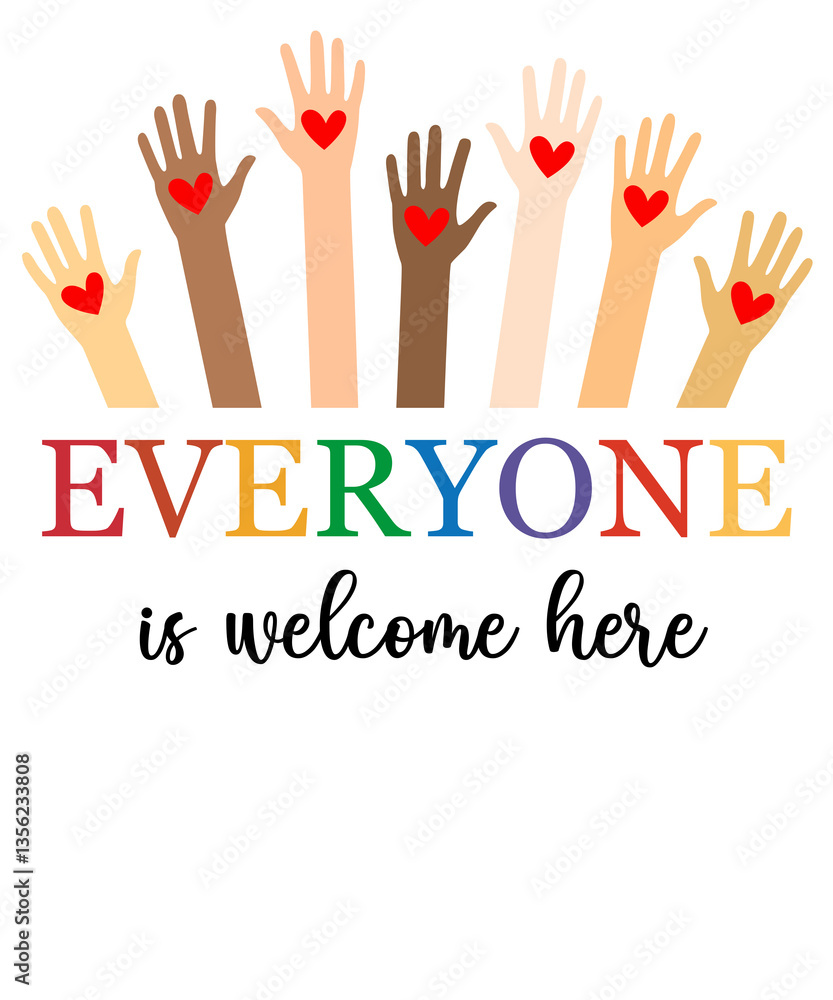 Fototapeta premium Idaho Teacher, Everyone is Welcome Here, Diversity Support Fist Hand