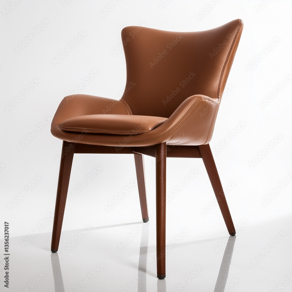 Fototapeta premium Silla moderna con un diseño elegante ligeramente inclinado con un toque de estilo escandinavo en un espacio neutro en tono claro