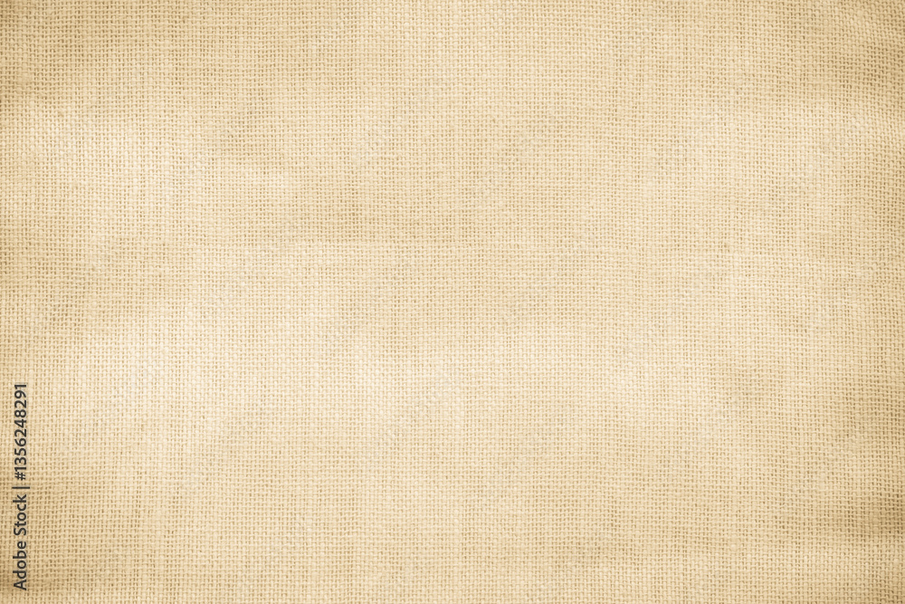 Brown sackcloth woven texture background in natural pattern. Jute hessian burlap, linen background in light beige cream color blank. Weaving canvas fiber line cotton cloth textured as organic.