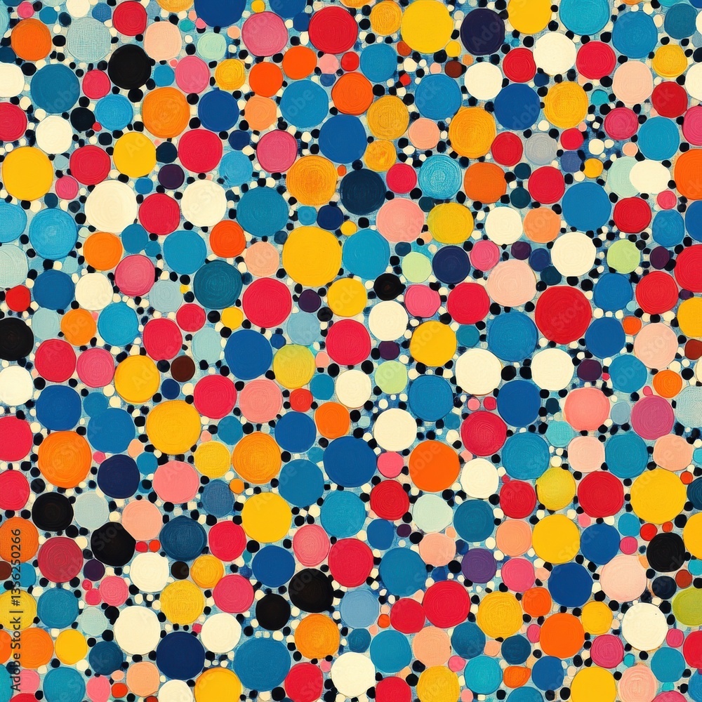 Fototapeta premium Vibrant Abstract Pattern of Colorful Circles on a Dark Background, Ideal for Modern Art and Creative Design Projects