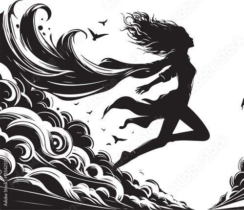 Flying Fairy Silhouette Vector Bundle