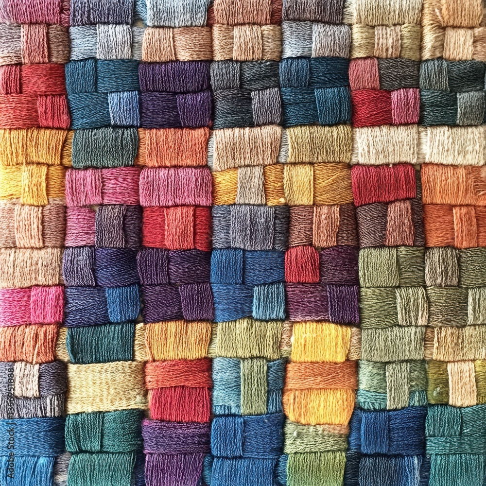Colorful textile pattern with intricate weaving showcasing various hues and textures, perfect for designs, crafts, and artistic inspirations Colorful textile pattern with intricate weaving showcasing various hues and textures, perfect for designs, crafts, and artistic inspirations