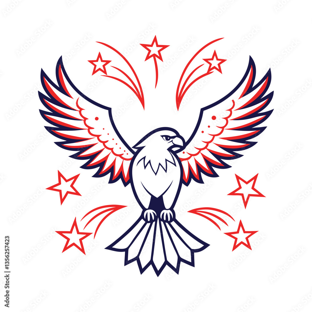 Obraz premium eagle with wings with stars in the background