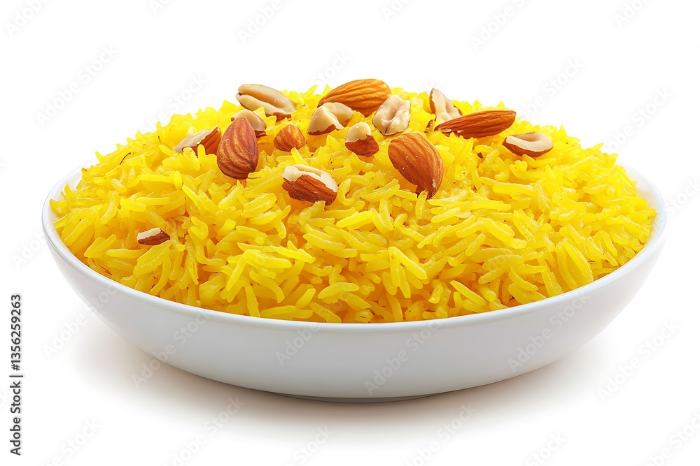 3D Saffron-Infused Zarda Rice with Chopped Nuts 3D Saffron-Infused Zarda Rice with Chopped Nuts