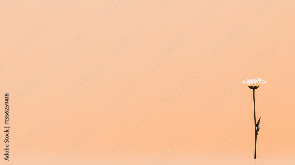 Silhouette of a Single Flower Against a Soft Orange Background at Dusk Silhouette of a Single Flower Against a Soft Orange Background at Dusk
