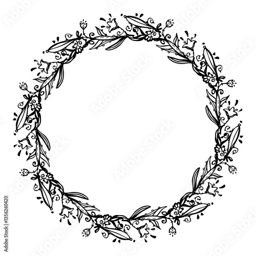 Wreath with delicate little flowers - vector.
