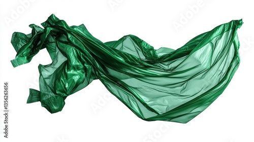 Mesmerizing Emerald Green Fabric Flowing in Dynamic Motion   Conceptual Digital Artwork with Organic Wavy Textures and Ethereal Captivating Aesthetic