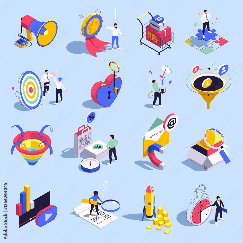 Fototapeta premium Sales Funnel Isometric recolor