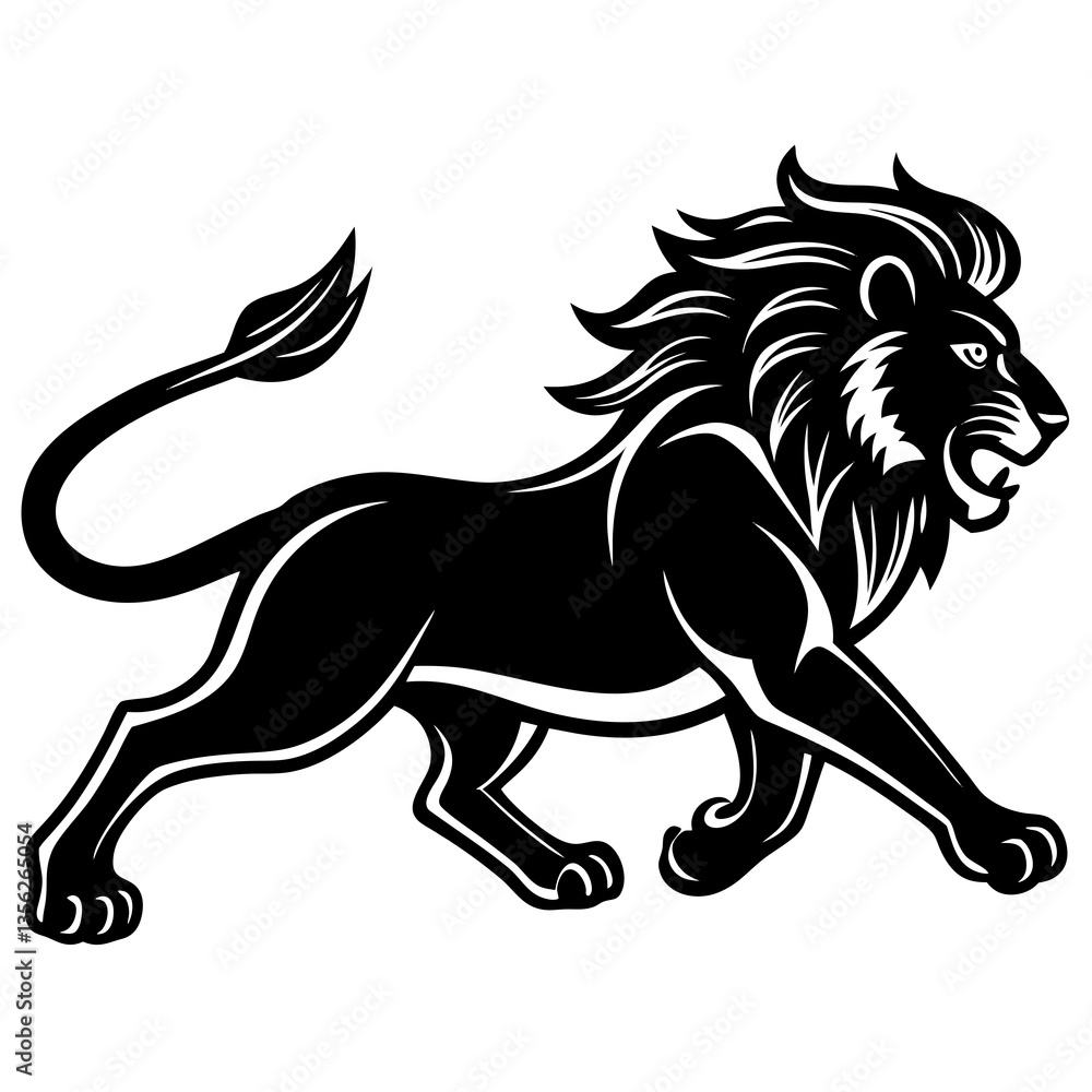 Fototapeta premium Running lion silhouette vector 