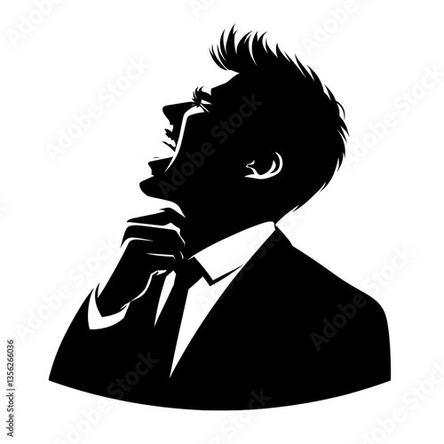 Businessman with sore throat holding neck silhouette