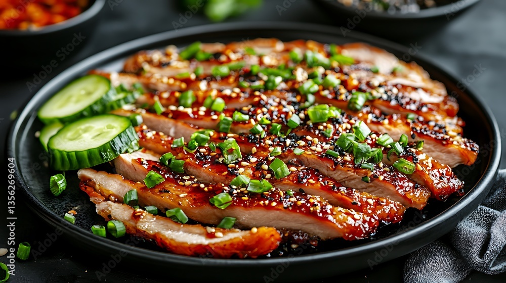 Grilled Chicken Slices with Cucumber. Grilled Chicken Slices with Cucumber.